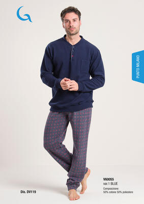 HERREN-PYJAMAS M/L V60055 Tellini S.R.L. Großhandelskleidung